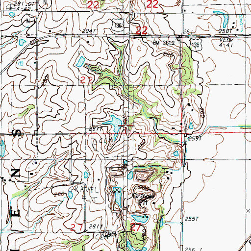 Topographic Map of Davis Lake Dam, MO