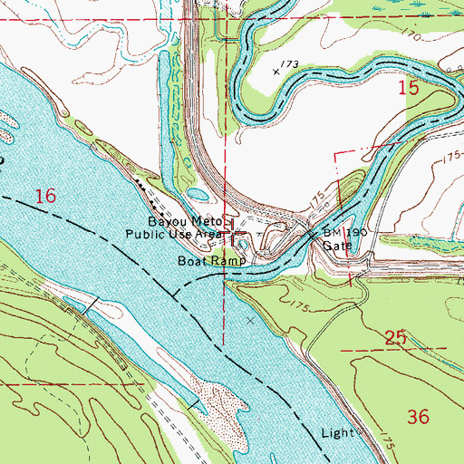 Topographic Map of Bayou Meto Public Use Area, AR