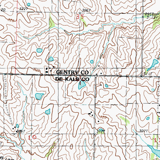 Topographic Map of Bryson Lake Dam, MO