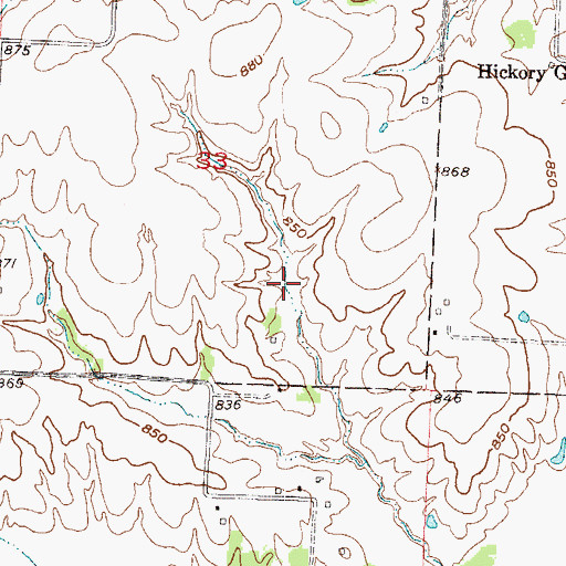 Topographic Map of Oakland Farms Lake, MO