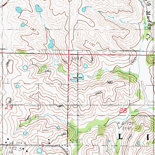 Topographic Map of Baugher Lake, MO