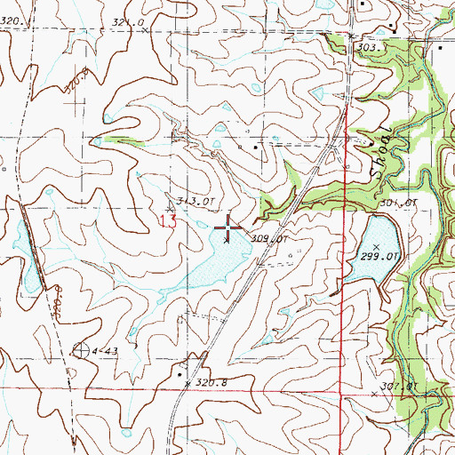 Topographic Map of Crouch Lake West Dam, MO