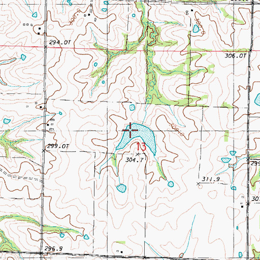 Topographic Map of Grindstone-Lost-Muddy Creek Watershed Dam B-25, MO