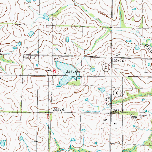 Topographic Map of McKim Lake Dam, MO