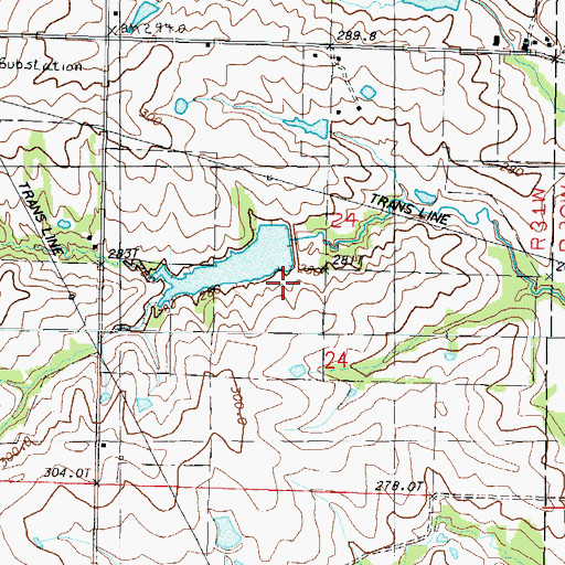 Topographic Map of Grindstone-Lost-Muddy Creek Watershed Dam D-23, MO