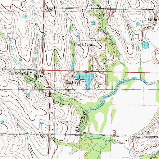 Topographic Map of Myer Lake Dam, MO