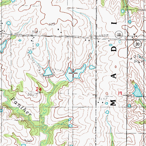 Topographic Map of Meek Lake, MO