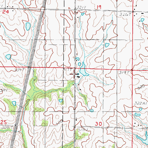 Topographic Map of East Fork Big Creek Watershed Dam A-33, MO