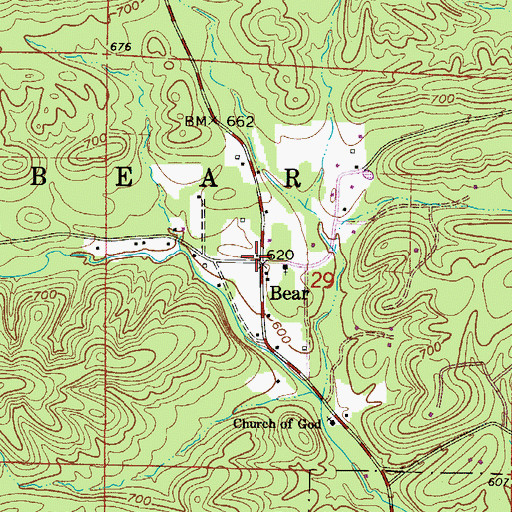 Topographic Map of Bear, AR
