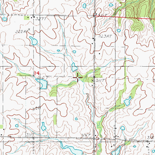 Topographic Map of Tuggle Lake Dam, MO