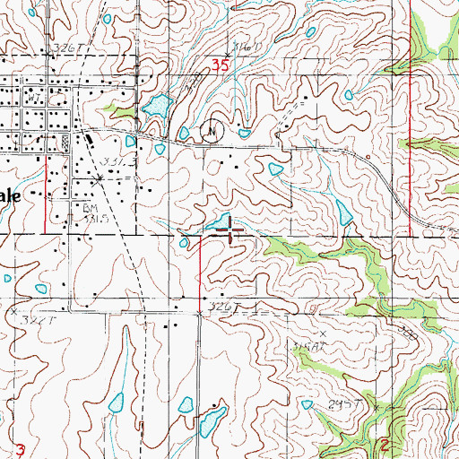 Topographic Map of Baxter Lake Dam South, MO