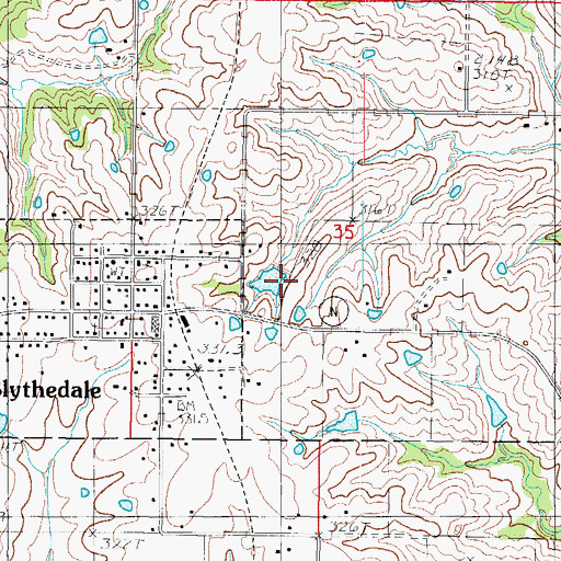 Topographic Map of Baxter Lake Dam North, MO