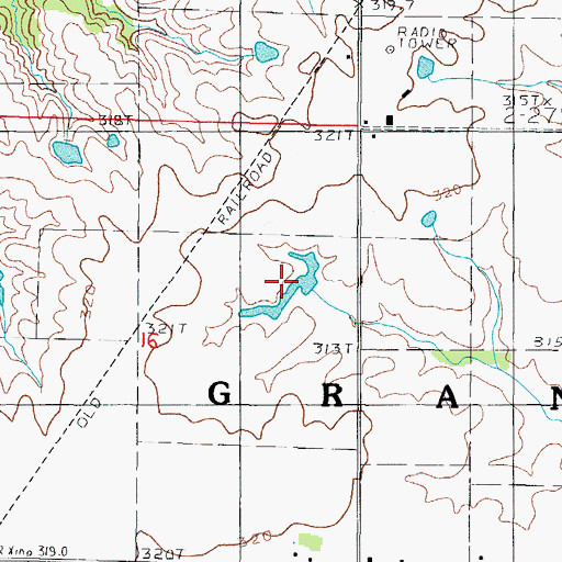 Topographic Map of Hallock Lake Dam, MO