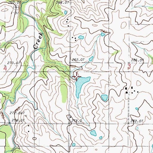 Topographic Map of Creason Lake Dam, MO