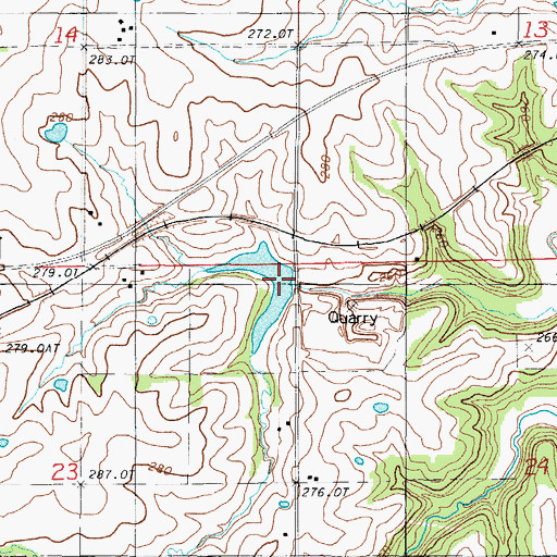Topographic Map of Bunker Hill Lake Dam, MO