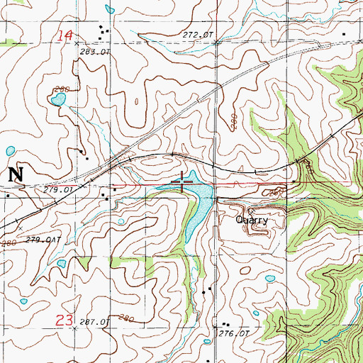 Topographic Map of Bunker Hill Lake, MO