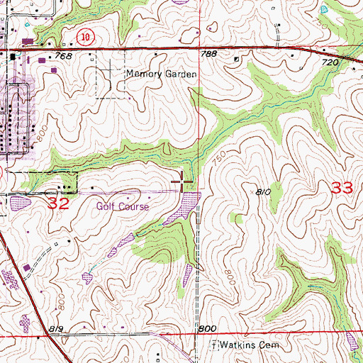Topographic Map of Shirkey Recreation Park Lake Dam, MO