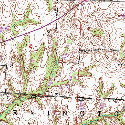 Topographic Map of Hollingsworth Lake Dam, MO