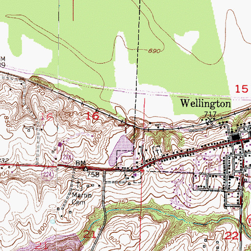 Topographic Map of Wellington-Napoleon Watershed Structure B-21 Dam, MO