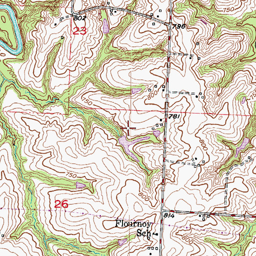 Topographic Map of Fahrmeier Lake Dam, MO