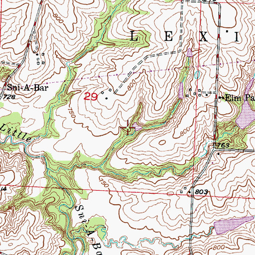 Topographic Map of Little Sni-A-Bar Watershed Structure Number 30 Dam, MO