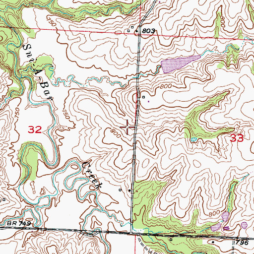 Topographic Map of Huenefeld Lake Dam, MO