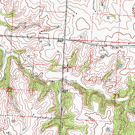 Topographic Map of Sheik-Ollie Lake Dam, MO