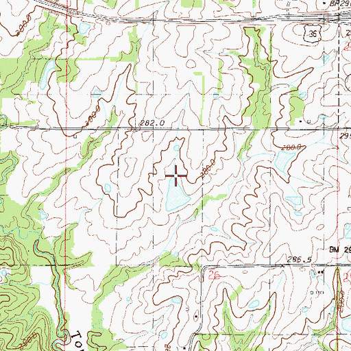 Topographic Map of Clark Lake Dam, MO