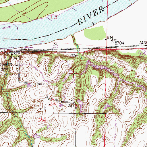 Topographic Map of Lorelei Subdivision Lake Dam, MO