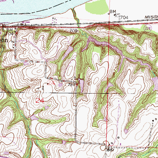 Topographic Map of Wellington-Napoleon Watershed Structure D-21a Dam, MO