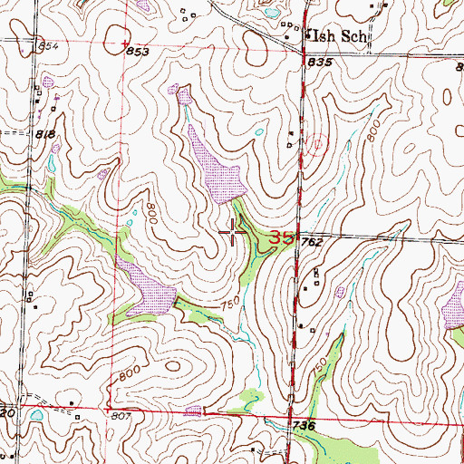 Topographic Map of Wellington-Napoleon Watershed Structure N-22 Dam, MO