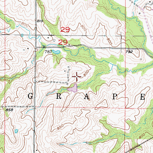 Topographic Map of Waller Lake Dam, MO