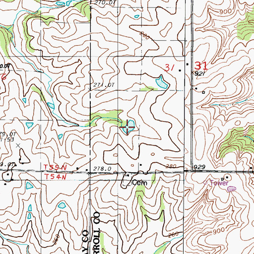 Topographic Map of Hughson Lake, MO