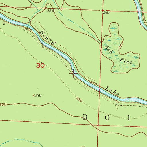 Topographic Map of Beard Lake, AR