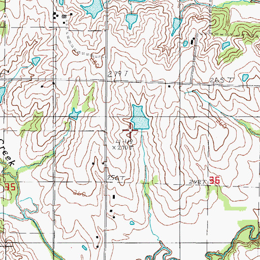 Topographic Map of Theusen Lake Dam, MO