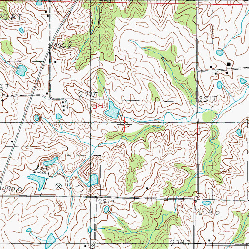 Topographic Map of Stoner Lake Dam, MO