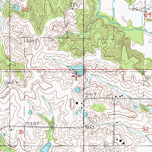 Topographic Map of Landes-Stanley Lake Dam, MO