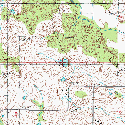 Topographic Map of Landes-Stanley Lake, MO