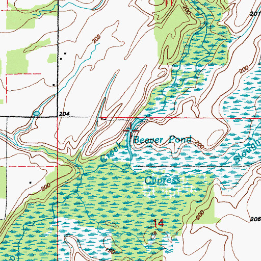 Topographic Map of Beaver Pond, AR