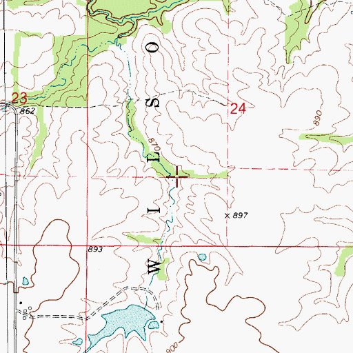 Topographic Map of Feutz Lake Lower East Dam, MO