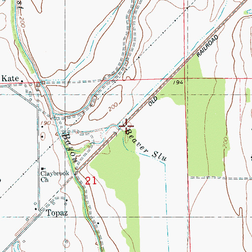 Topographic Map of Beaver Slough, AR