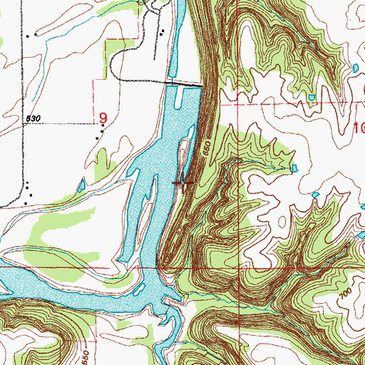 Topographic Map of Re-Regulation Dam, MO