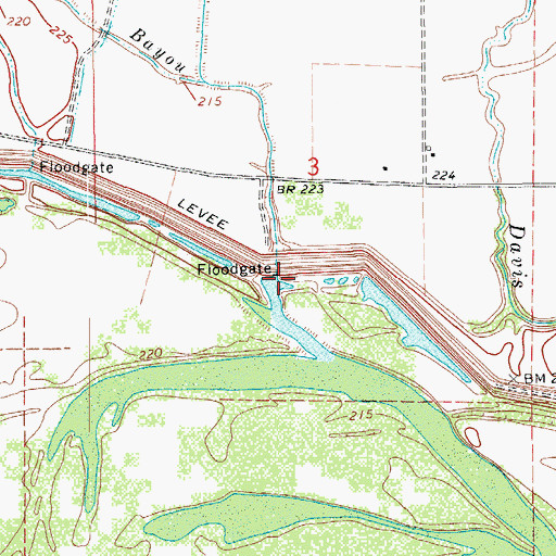 Topographic Map of Beaverdam Bayou, AR
