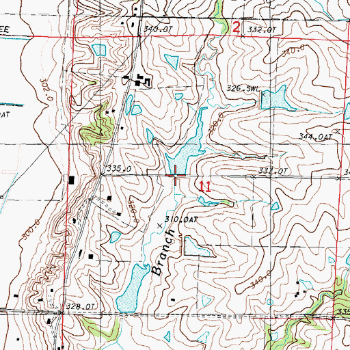 Topographic Map of 102 River Tributaries Watershed Structure Number 16 Dam, MO
