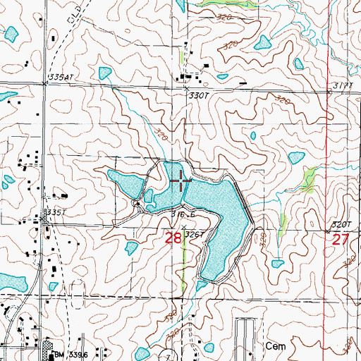 Topographic Map of King City Old Reservoir Dam, MO