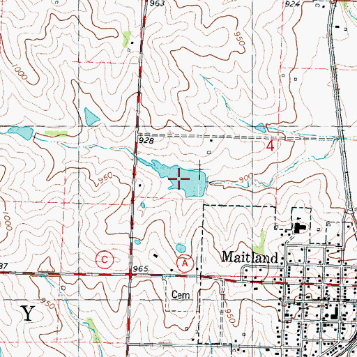 Topographic Map of Wiley Lake, MO
