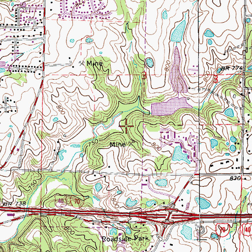 Topographic Map of Waters Edge Estates Lake Dam, MO