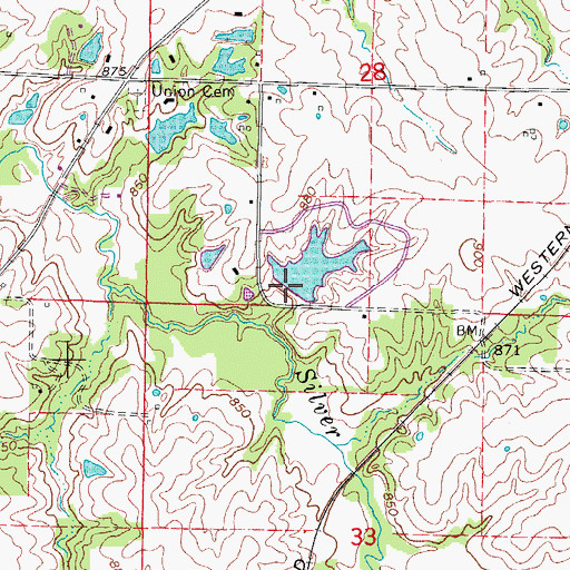 Topographic Map of Roddy Lake Dam, MO