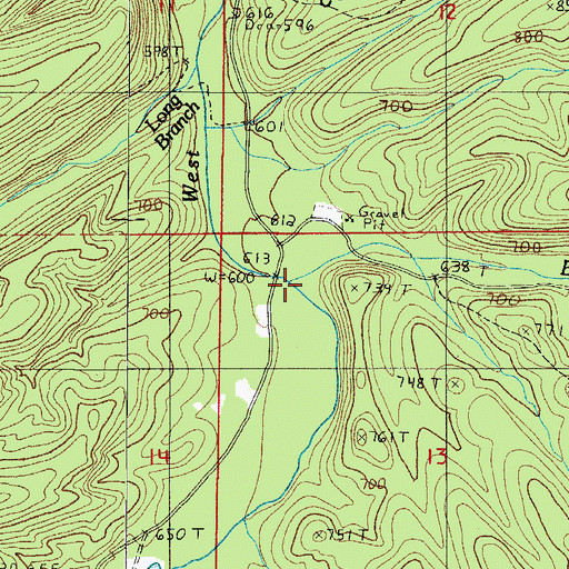 Topographic Map of Bee Suck Creek, AR