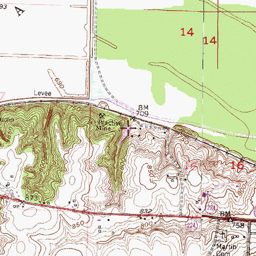 Topographic Map of Wellington-Naploeon Watershed Structure B-22 Dam, MO